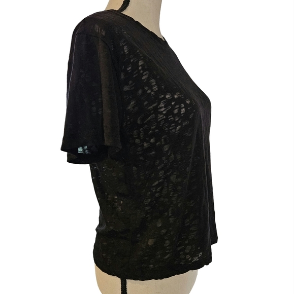 Semi Sheer Cropped Short Sleeve T Shirt, Black, Size 13 - Picture 2 of 7